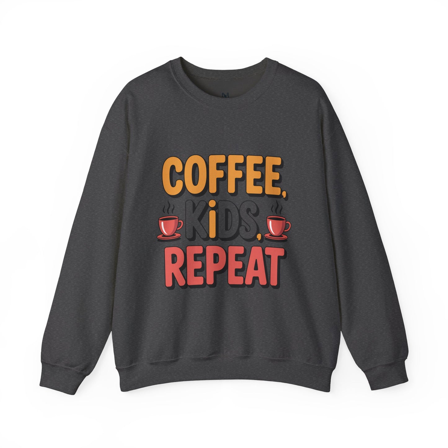 Coffee Kids Repeat Sweatshirt — Funny Parent Crewneck