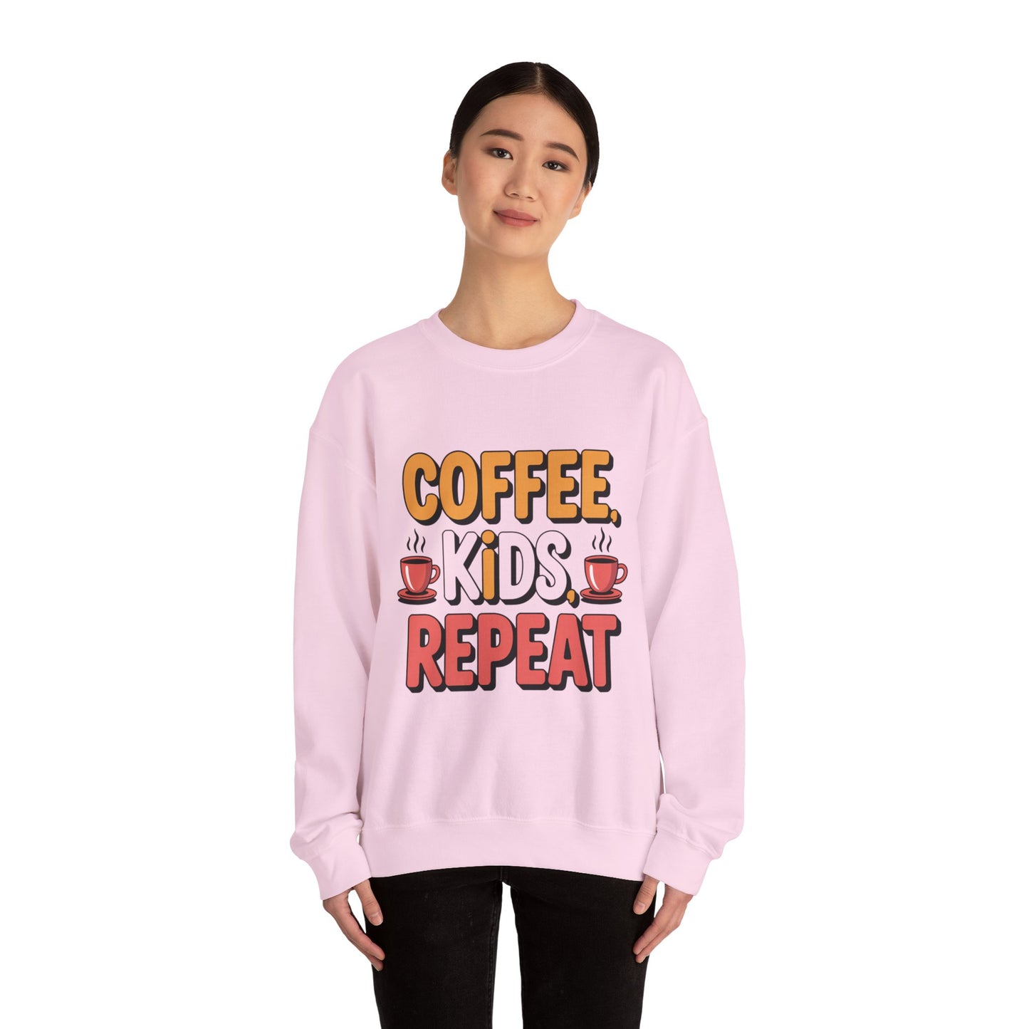 Coffee Kids Repeat Sweatshirt — Funny Parent Crewneck