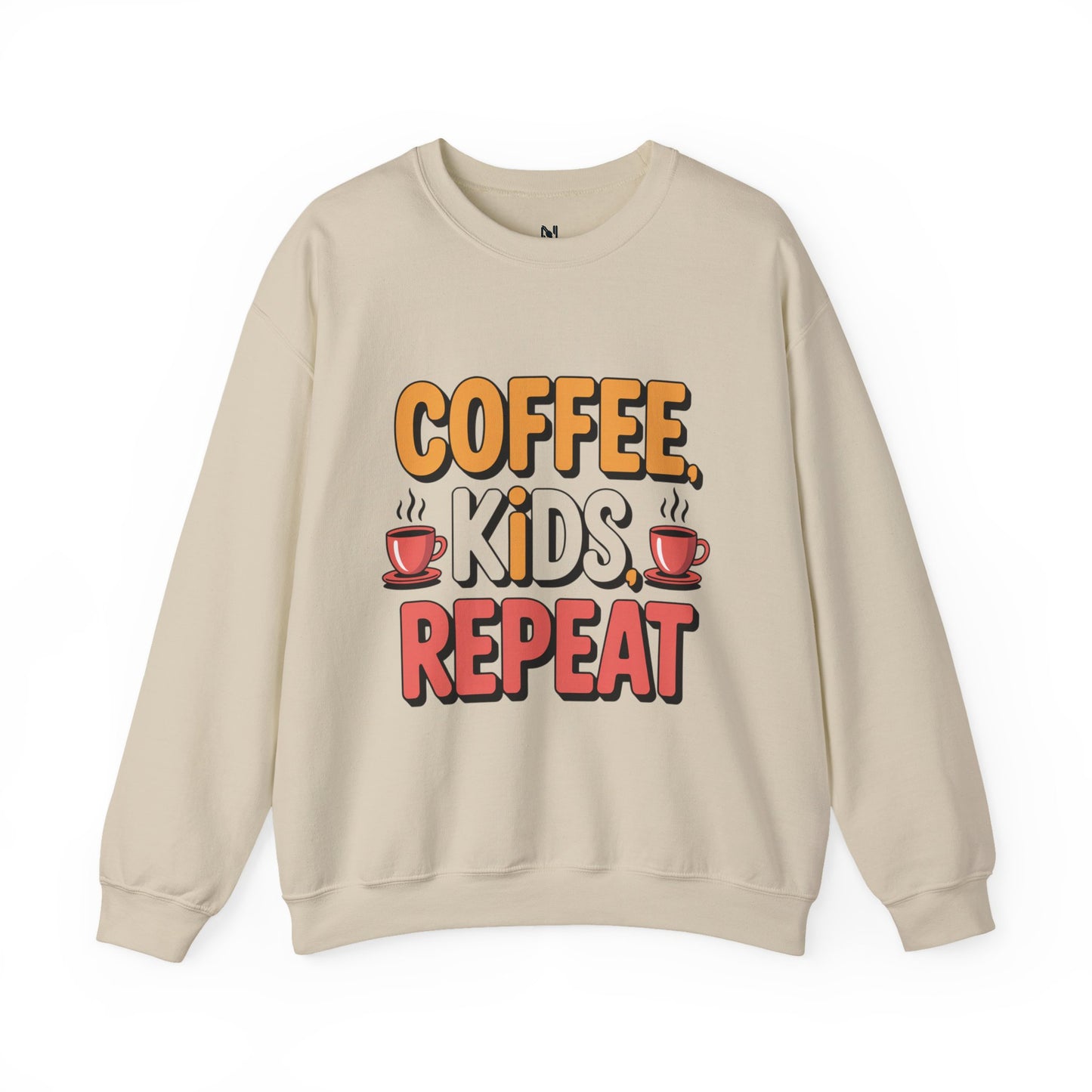 Coffee Kids Repeat Sweatshirt — Funny Parent Crewneck