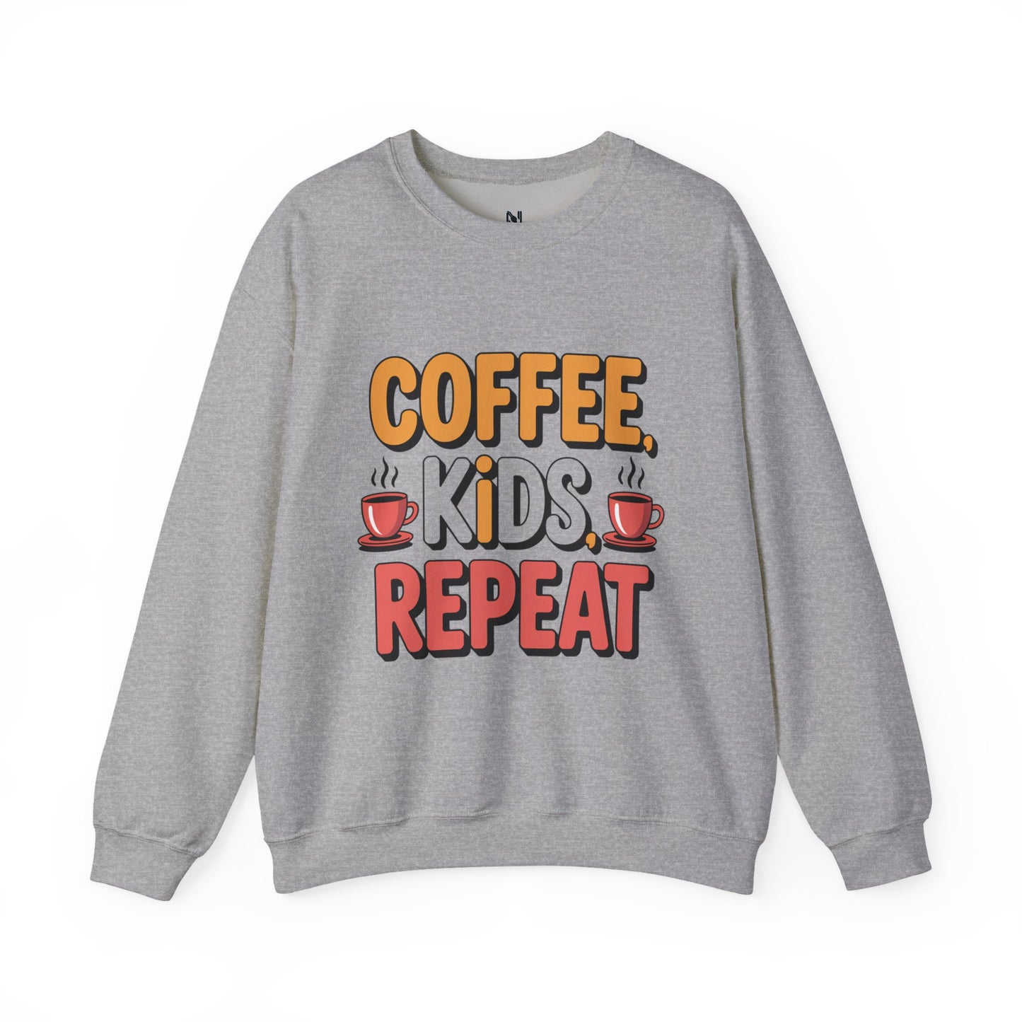 Coffee Kids Repeat Sweatshirt — Funny Parent Crewneck