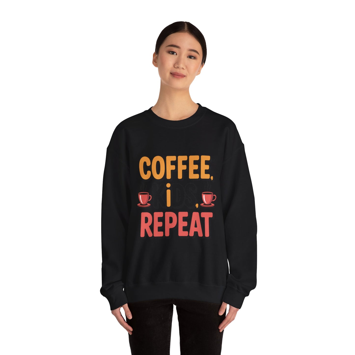 Coffee Kids Repeat Sweatshirt — Funny Parent Crewneck