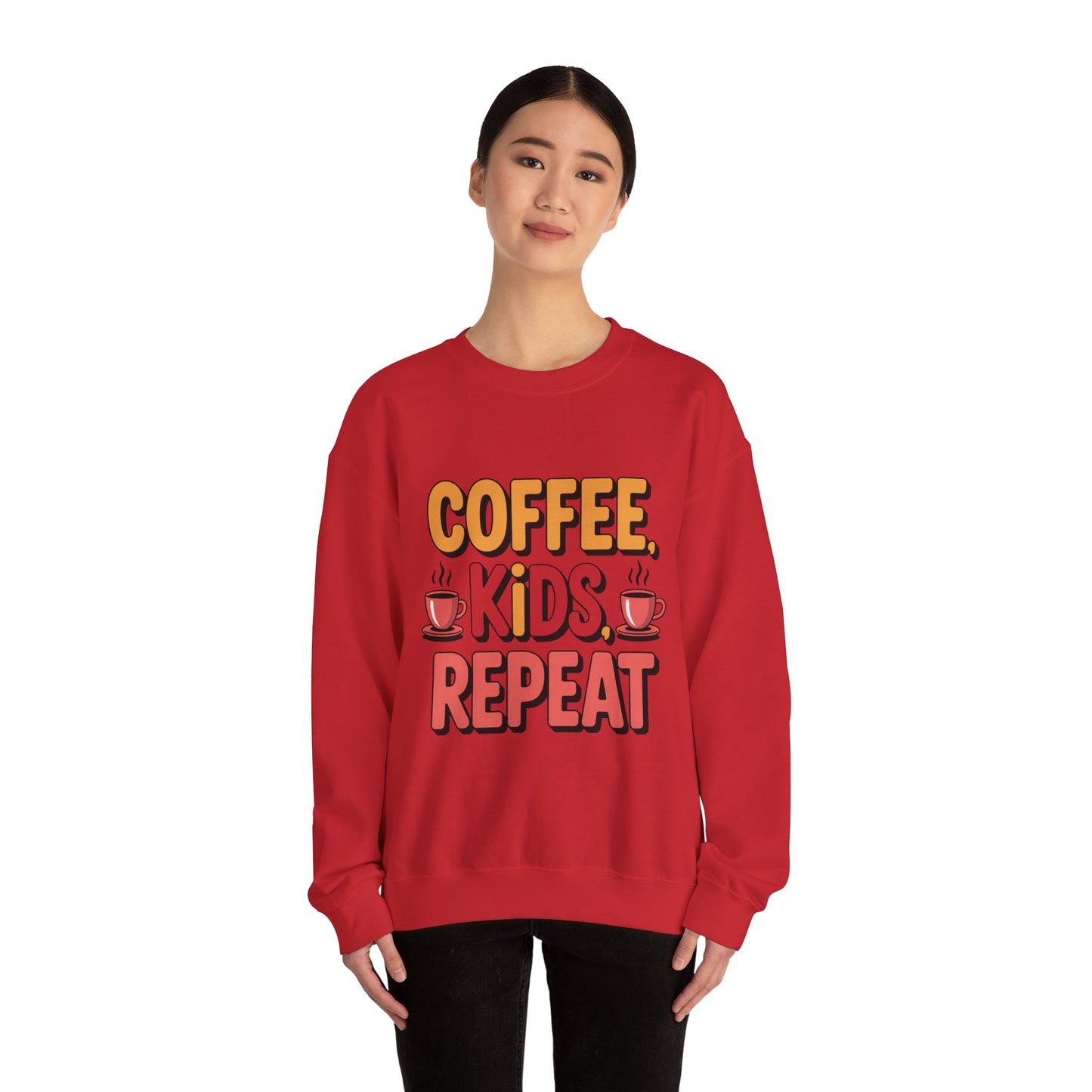 Coffee Kids Repeat Sweatshirt — Funny Parent Crewneck