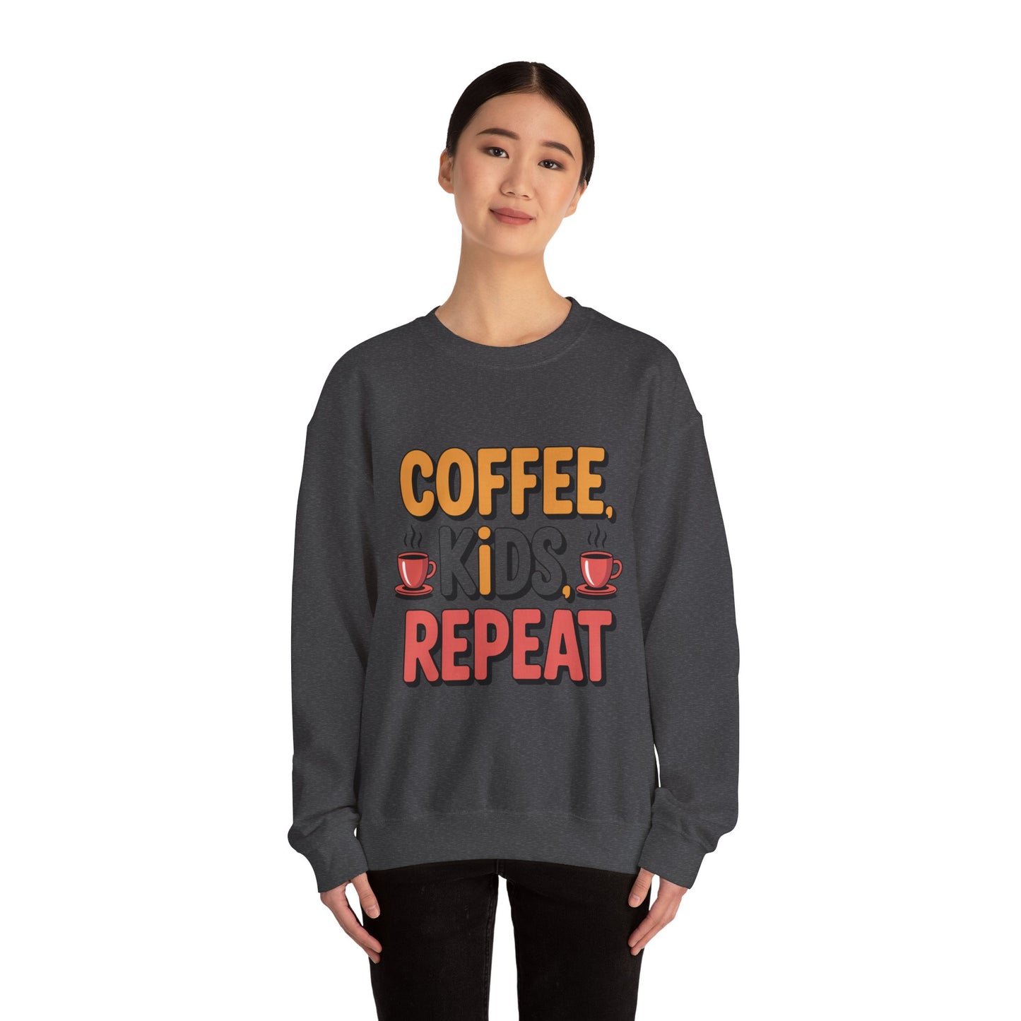 Coffee Kids Repeat Sweatshirt — Funny Parent Crewneck