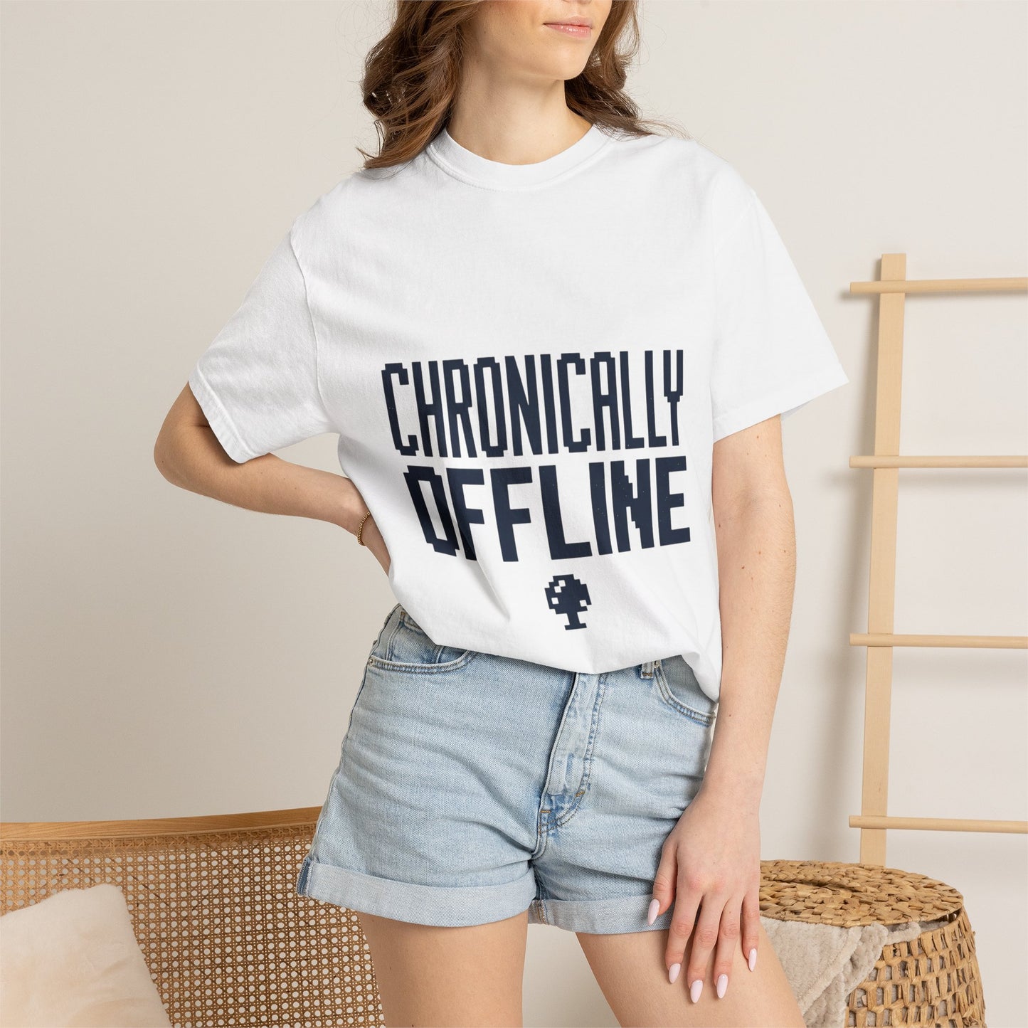 Chronically Offline Unisex Garment-Dyed T-shirt Retro design