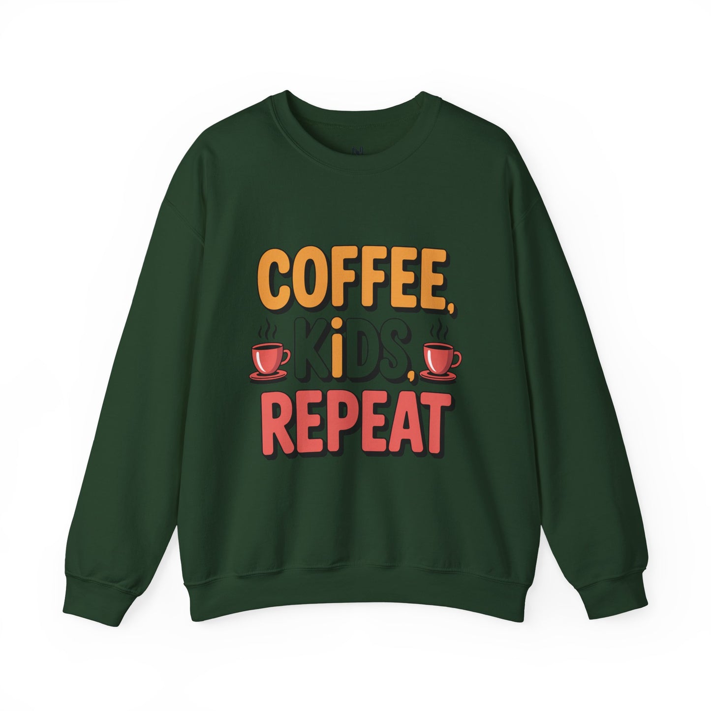Coffee Kids Repeat Sweatshirt — Funny Parent Crewneck