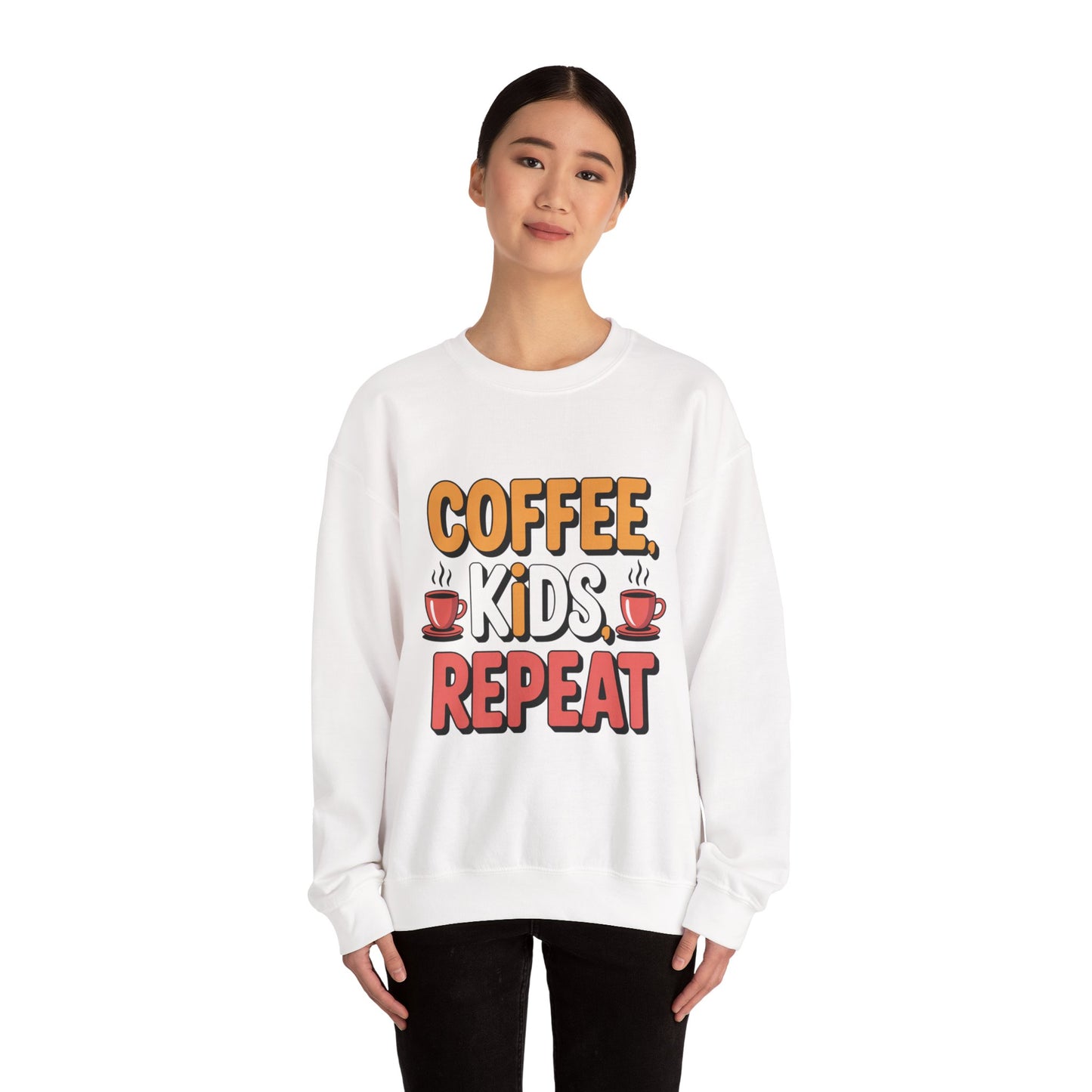 Coffee Kids Repeat Sweatshirt — Funny Parent Crewneck