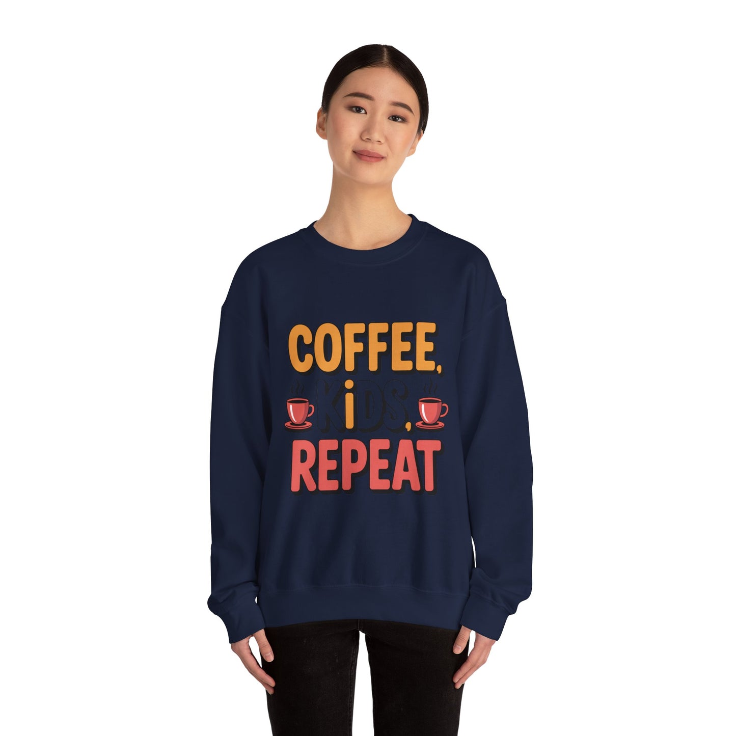 Coffee Kids Repeat Sweatshirt — Funny Parent Crewneck