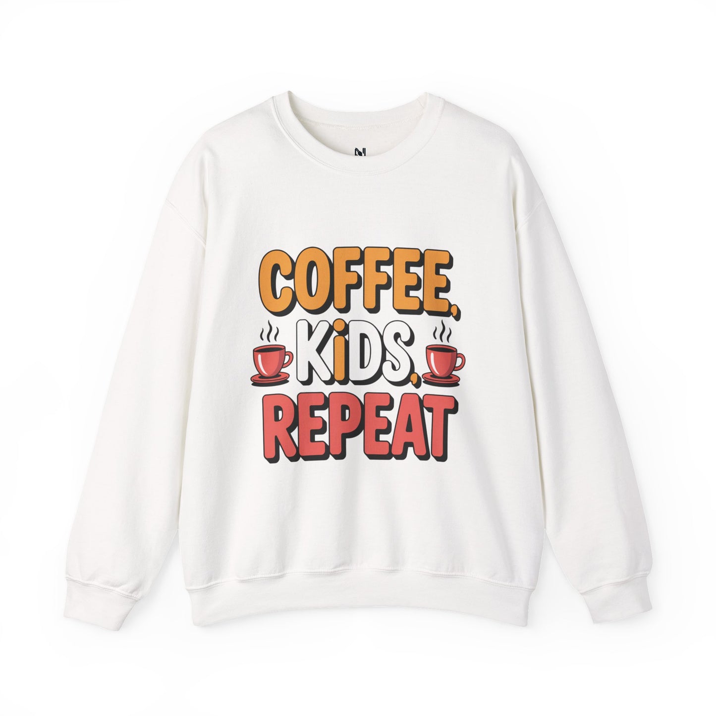 Coffee Kids Repeat Sweatshirt — Funny Parent Crewneck
