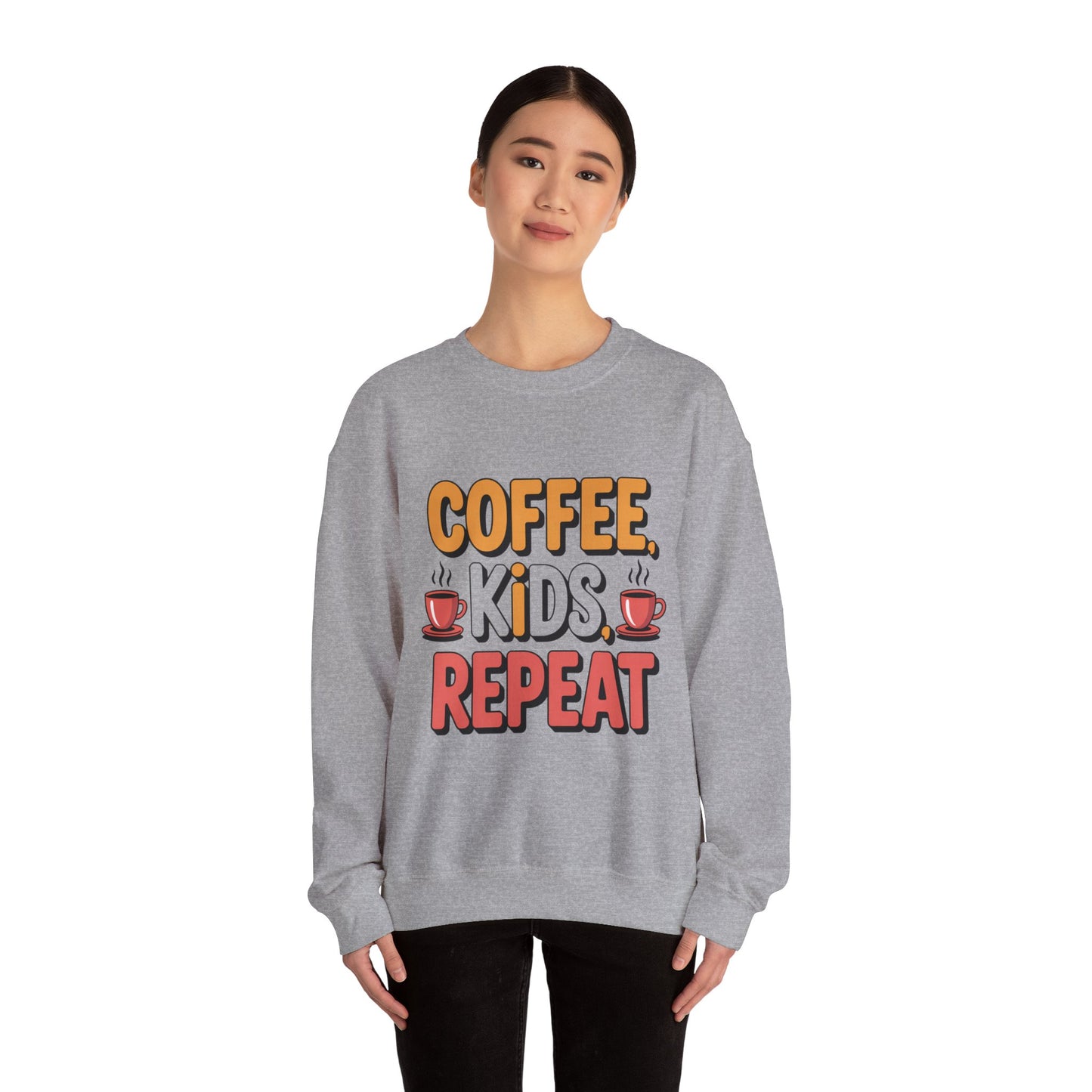 Coffee Kids Repeat Sweatshirt — Funny Parent Crewneck